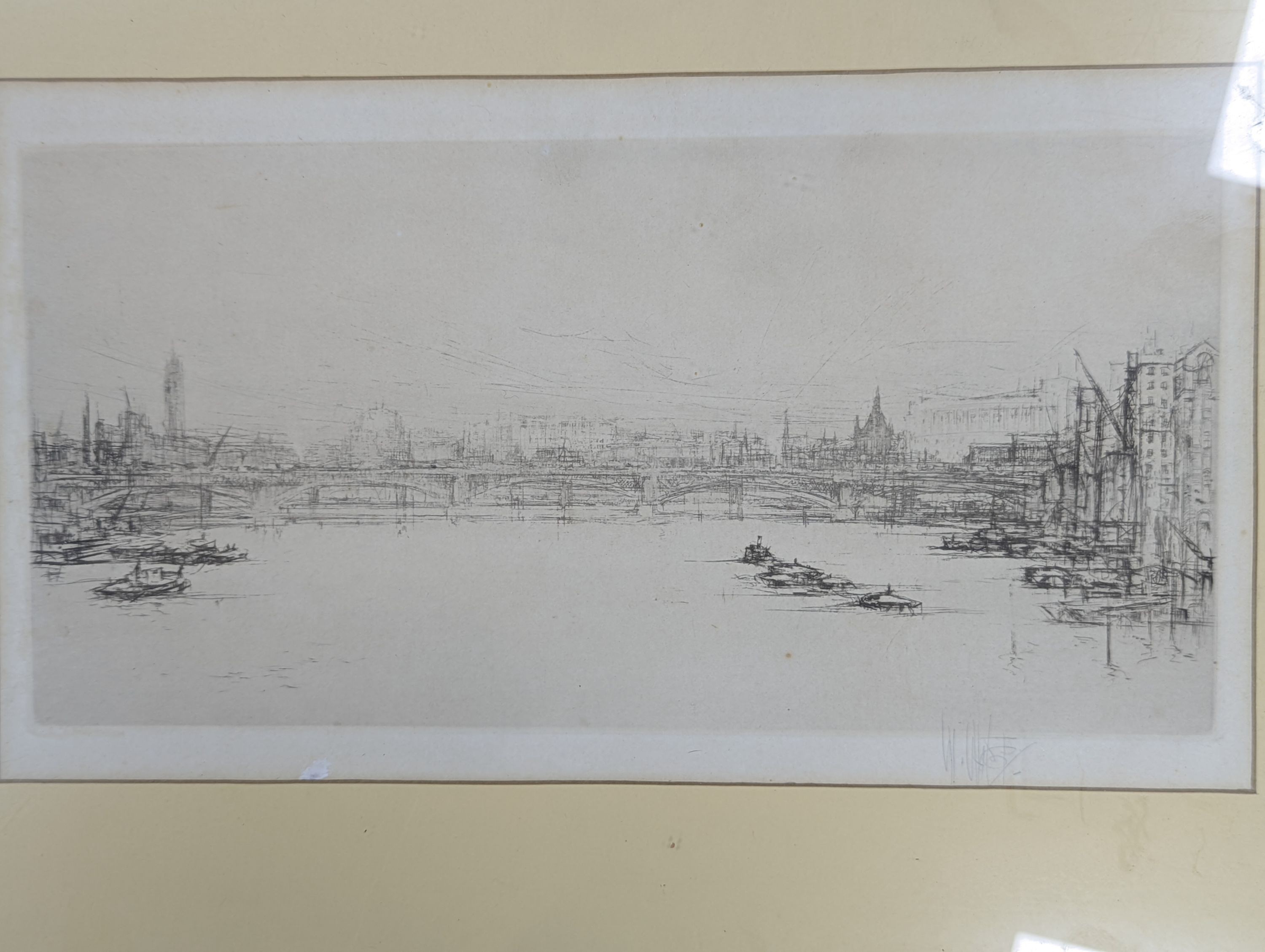 William Walcot (1874-1943), two etchings, London scenes, signed in pencil, 15 x 30cm and 15 x 23cm